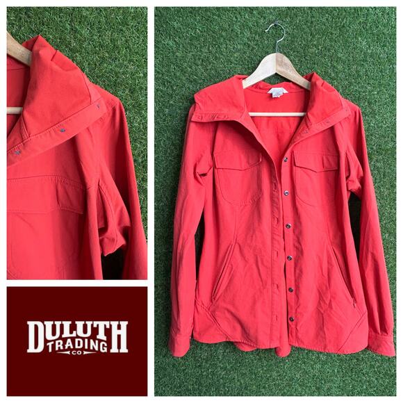 Duluth Trading Co. Flexpedition‎ Jacket Red Weather Resistant Hooded Size XS - Picture 1 of 9
